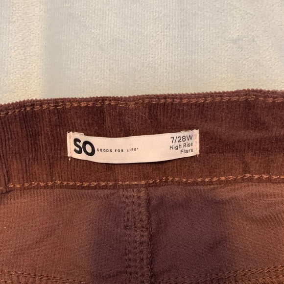 SO Chocolate Brown high rise Flare corduroy pants grommet lace up customized 7 - Picture 2 of 9